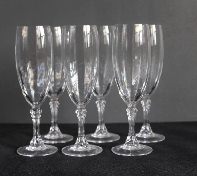 6 flutes à champagne cristal d'Arques modèle contesse