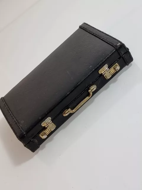 Mini valigetta vintage in finta pelle porta carte da visita custodia carta d'identità