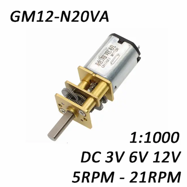 Permanent Magnet Gearmotor GM12-N20 Reversible DC 3-12V Micro 5RPM-21RPM 1:1000