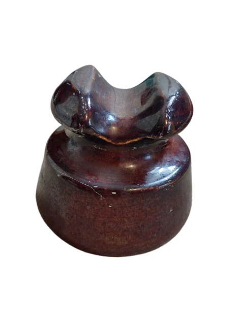 Vintage Pinco High Voltage Insulator Electric Brown Ceramic Porcelain 2