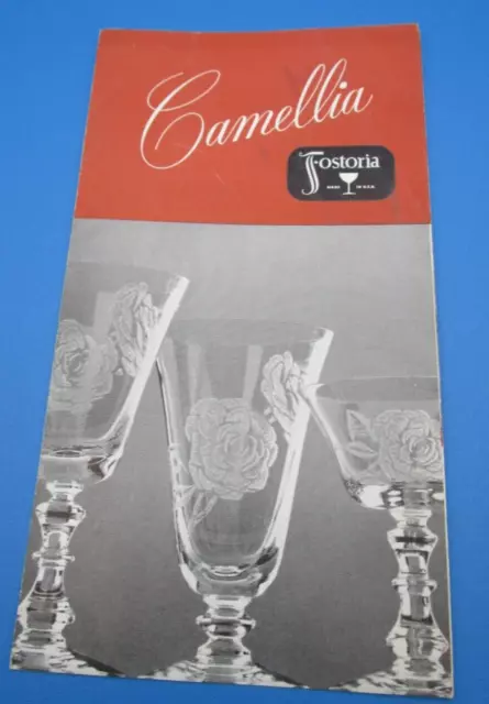 FOSTORIA GLASS CO. #344 CAMELLIA Fold Out LEAFLET Brochure Illustrated 1952-1965