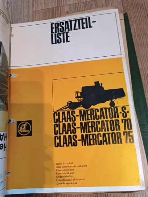 Claas Mähdrescher Mercator 70 75 S Ersatzteilliste Spare Parts   KM