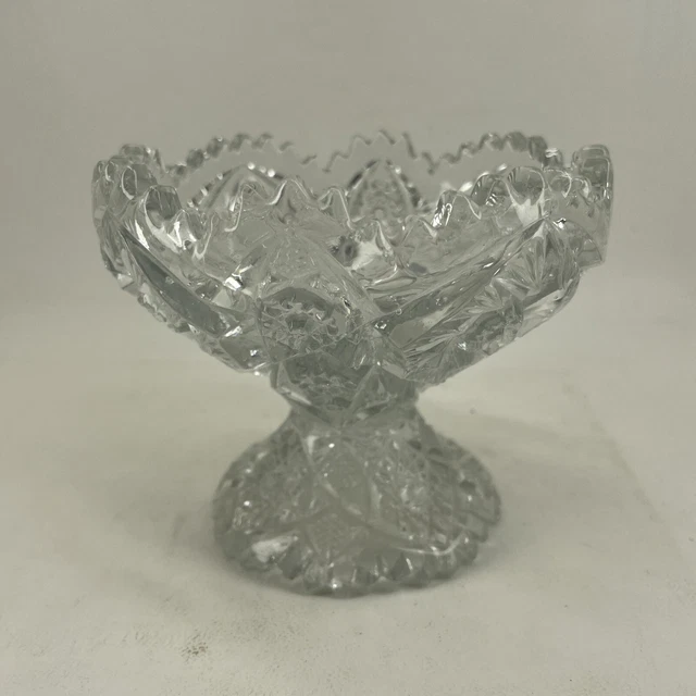 Nucut Antique EAPG American Brilliant Period Star Cut Glass Dish Compote Bowl *