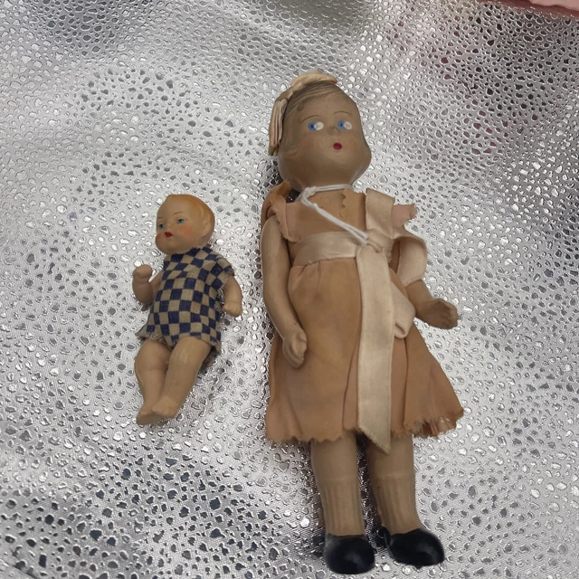 2 old Dolls Painted Bisque & Composition
