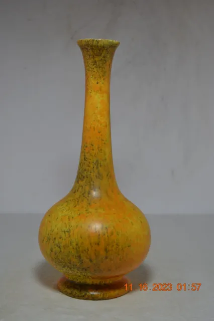 Mid Century Royal Haeger Yellow/Gold Drip Glazed Long Neck Vase USA