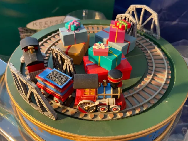 Hallmark Keepsake Ornament Holiday Express Moving Train Miniature Tree Base 1993