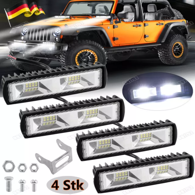 4x 48W LED Arbeitsscheinwerfer Auto Offroad SUV Light bar Lichtbalken 12V 24V DE