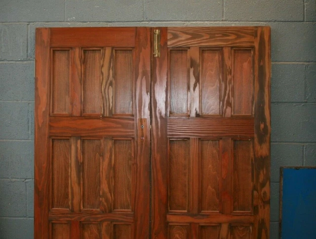 Antique Pair Double Oak Veneer Internal  Wooden Doors ref 252A 6