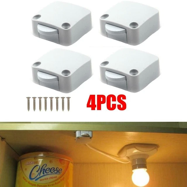 4Pcs Pantry Switch White/For Cupboard Cabinet Door Light Closet Electrical Tobin