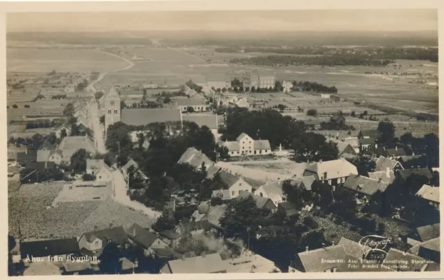 AHUS – Ahus fran Flygplan Real Photo Postcard rppc Airplane View – Sweden