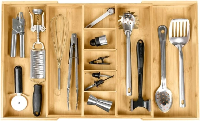 KitchenEdge Organizzatore cassetto cucina regolabile per utensili e spazzatura