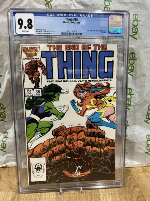 THING #36 (Marvel Comics, 1986) CGC Graded 9.8  ~ MS. MARVEL ~ WHITE Pages