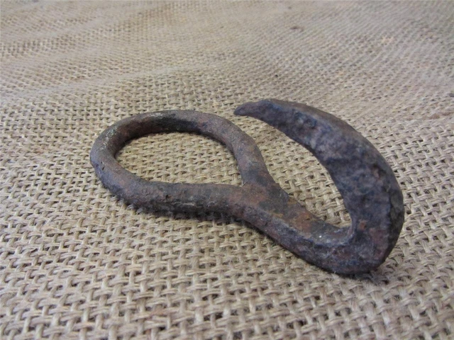 Vintage Handforged Iron Hook Hanger Antique Fireplace Kitchen 9186