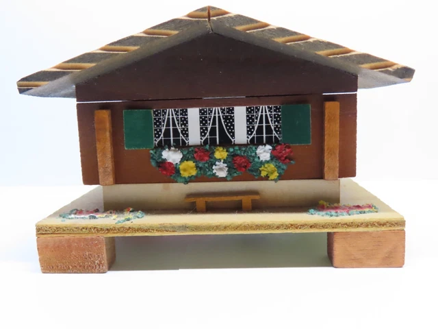 vintage music box Chalet La Gruyere Edelweiss Swiss Musical Movement Switzerland