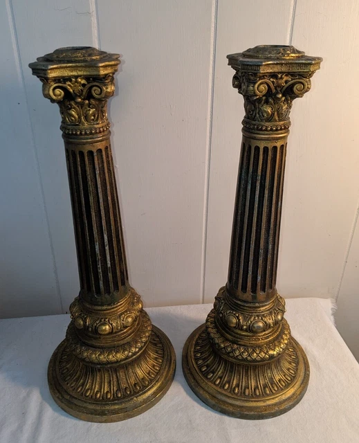 Antique Vtg Metal Pillar 17" Corinthian Columns Architectural Salvage 2