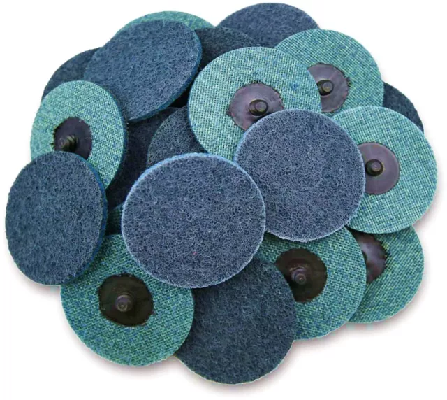 25 Pack - 3" Roloc Surface Conditioning Discs Fine - Blue Quick Change Prep Pads