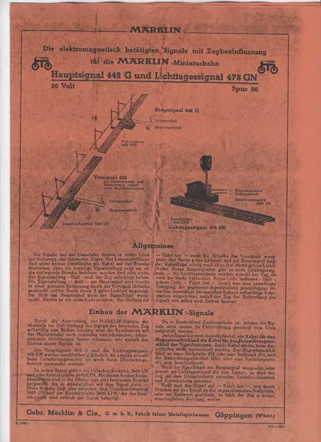 Anleitung Märklin von 1946: Hauptsignal 442 G und Lichttagessignal 478 GN Kopie