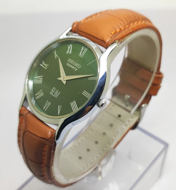 SEIKO QUARTZ SUPER Slim Men Steel Wrist Watch Japan Made Roman