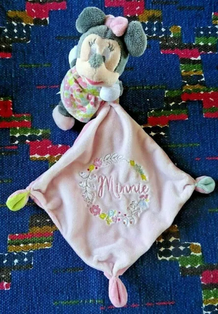 Op / Doudou Mouchoir Nicotoy Disney Minnie Robe Rose Fleur Etat Neuf