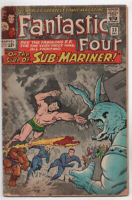 Fantastic Four 33 Marvel 1964 GD VG 1st Attuma Sub-Mariner Jack Kirby