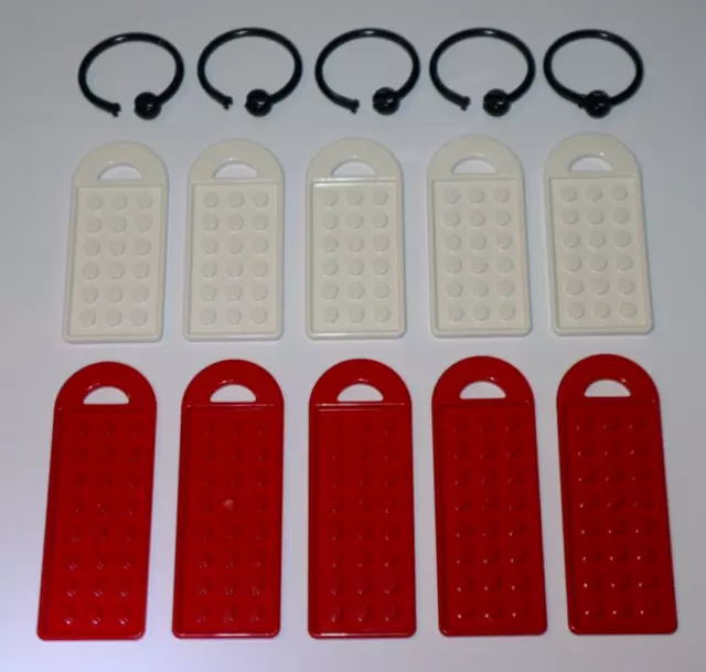 Lego ® Lot 15 Pièces pour Création de Porte Clés 10 Plaque + 5 Anneaux NEW