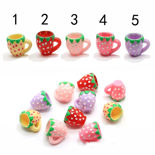 5 Stück Maßstab 1:6 Puppenhaus Miniatur Erdbeeren Tassen Becher Küche Zubehör