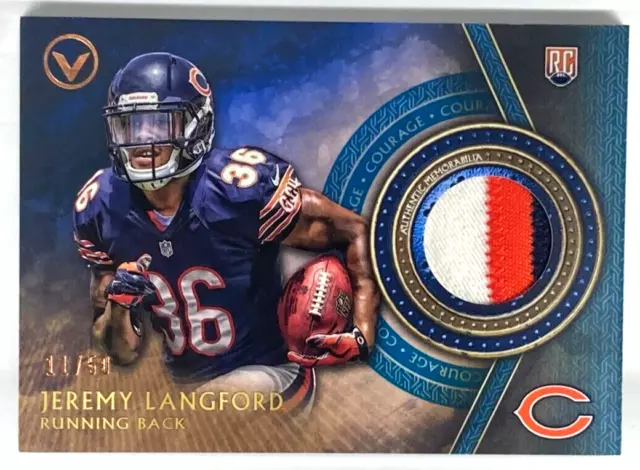 2015 Topps Valor Patch Courage VP-Jeremy Langford RC Chicago Bears 11/50