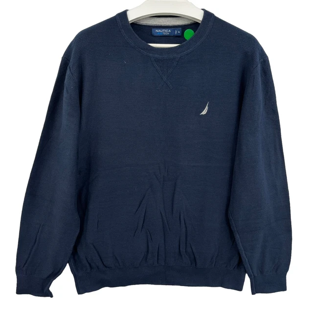 Nautica Sweater Thermal Mens XL Navtech  Navy Blue Pullover