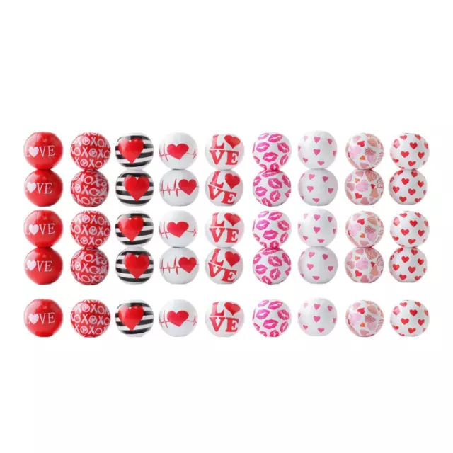 45 Pieces Valentine's Day Wooden Beads 16mm for Wedding Party Favors