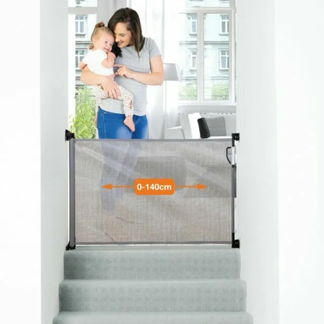 Dreambaby Retractable Extra-Tall Baby, Pet Safety Mesh Stair Gate-140cm Open Box