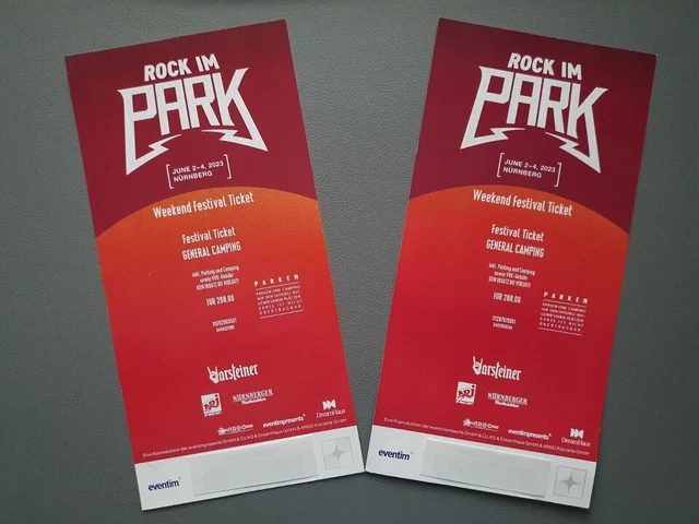 1-4x Rock im Park 2023 RIP Weekend Festival Tickets General Camping