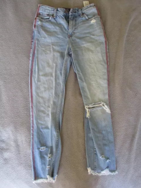 Abercrombie Jeans Womens 24 Blue Annie High Rise Girlfriend Distressed Denim