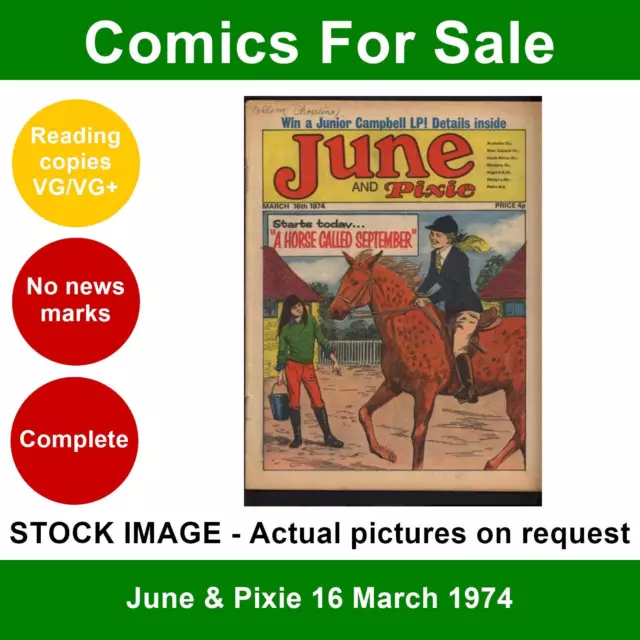 June & Pixie 16 March 1974 comic - VG/VG+ - 16 March 1974