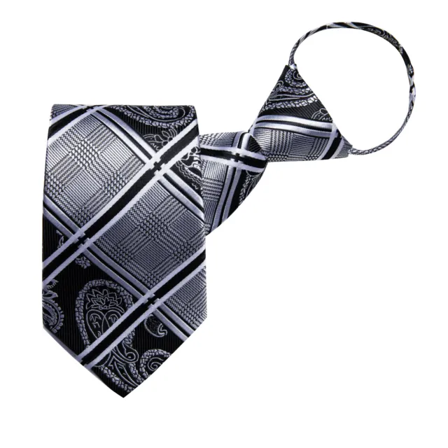 Men's Paisley Striped Floral Ready Knot Pre Tied Formal Zipper Tie Necktie Wear