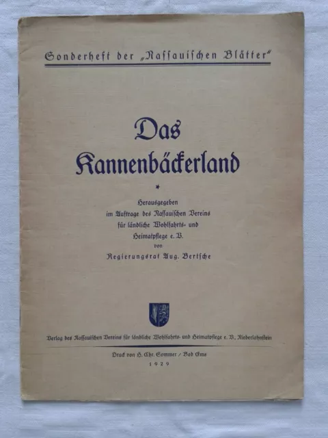 Das Kannenbäckerland Sonderheft der Nassauischen Blätter Nassau 1929