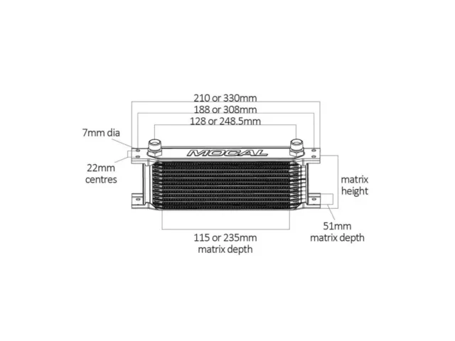 Mocal 16 Rangée 235MM 5/8BSP Universel Refroidisseur Huile Moteur OC5163-10 Qz 2