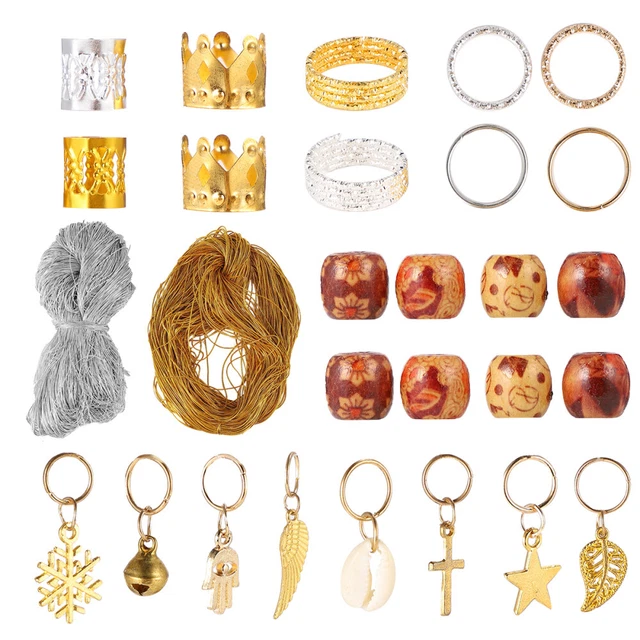 172 piezas Anillos de joyería para el cabello Rastas Anillos de trenza para el cabello Cuentas de trenzado Rastas
