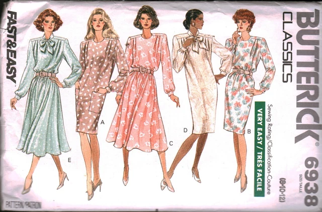 6938 Vintage Butterick Sewing Pattern Misses Very Loose Fitting Dress Easy OOP