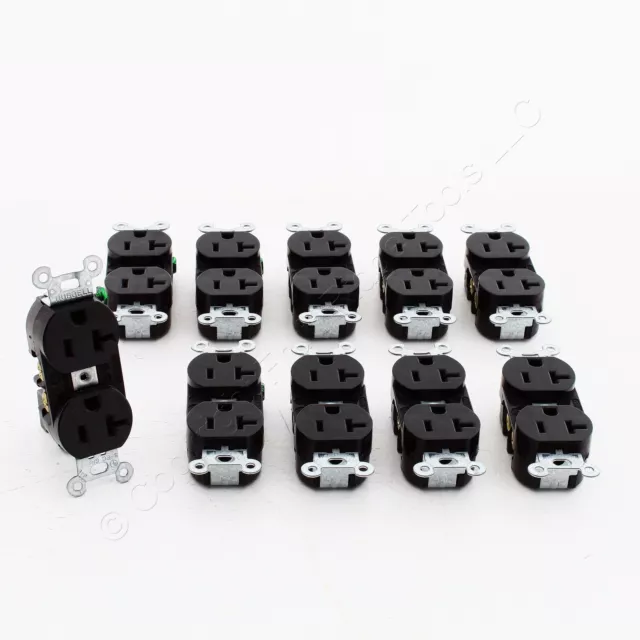 10 Hubbell Black Receptacle Outlets 20A 125V NO SCREWS NO AUTOGROUND CRO20BLKM1