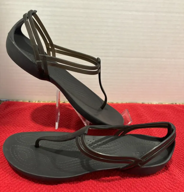 Crocs Isabella T-strap Sandal Womens Size 9 BLACK