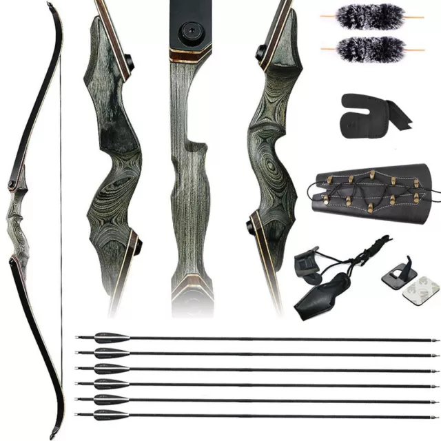 Wood Archery 60'' Takedown Recurve Bow and Arrow Set for Hunting & Target 25-50#