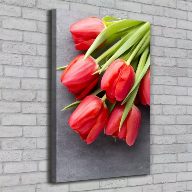 Leinwand-Bild Kunstdruck Hochformat 70x100 Bilder Rote Tulpen