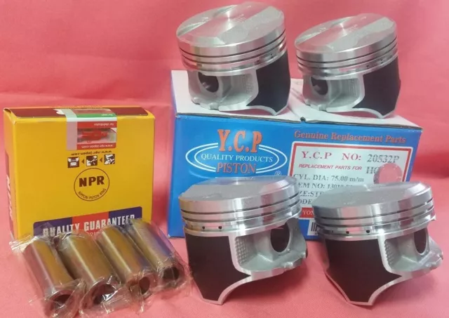 YCP P29 75mm STD Teflon Coated Pistons High Comp. + NPR Rings For Honda D16