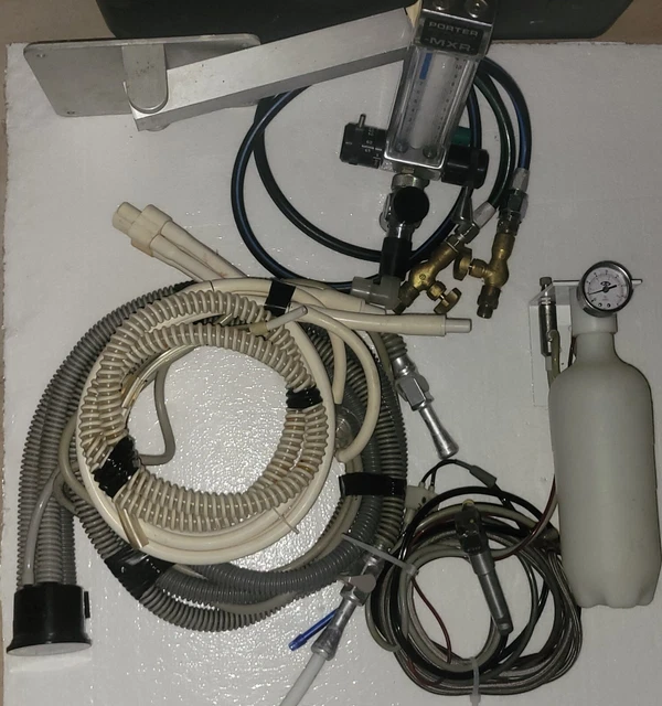 Porter Mxr-2000 Dental Nitrous Flowmeter Dental Gas Regulator, Tubes, Handpieces