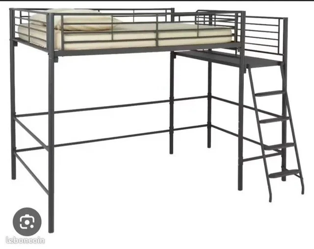 Lit Mezzanine 2 Places Enfant Cargo avec Matelas inclus. Blanc ou Bois