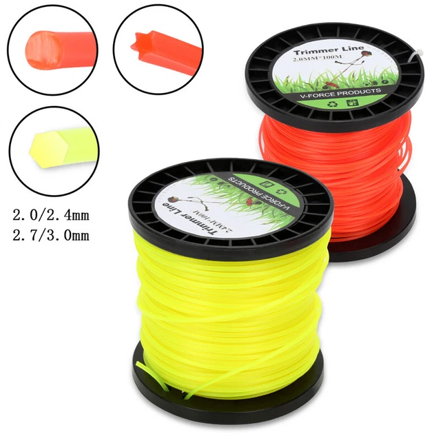 Trimmerfäden Rund/Stern/6-skant Nylonfaden 2/2,4/3mm für Motorsense 100M Schnur