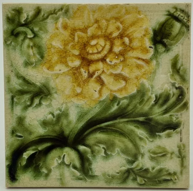 Antique Fireplace Tile Minton Moulded Tile With Intaglio Back C1900 AE3