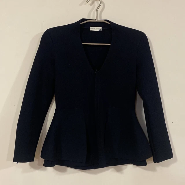 Scanlan Theodore Navy Blue Peplum Jacket SCANLAN THEODORE STRETCH