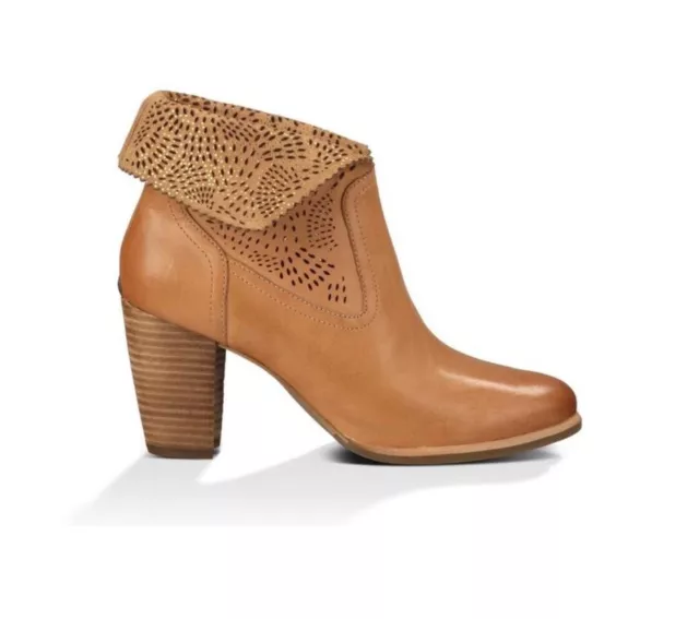 🆕UGG Thames Fold Over Lasercut Leather Bootie SZ 7