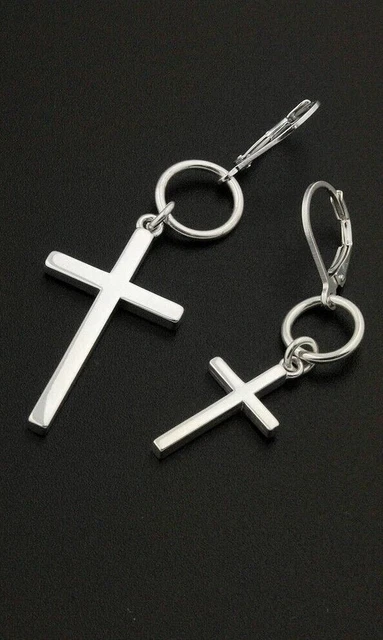 George Michael Cross Earring Sterling Silver Unisex earring Hoop ONE PIECE